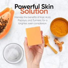 Erbaid- Jabón de ácido kójico para la hiperpigmentación – Jabón de kójico con cúrcuma y papaya para aclarar la piel – Manchas oscuras