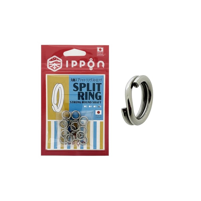 IPPON Round Shaft Split Ring, Strong, #3/30 Pieces ~ #6/15