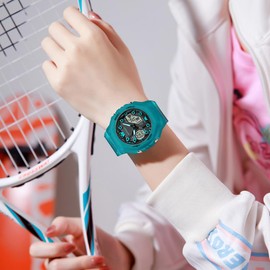 Gosasa Unisex Digital Sports Watch 5ATM Waterproof Tactical Analog-Digital Watch with Stopwatch, Alarm, LED Backlight, Transparent Strap – Military Style for Men & Women