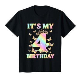 Cute 4 Years Old Girl Funny Butterfly It's My 4th Birthday T-Shirt