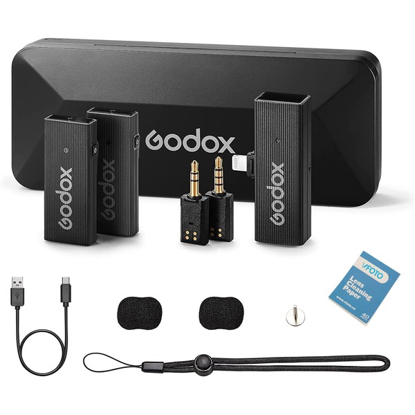 Godox MoveLink Mini LT Wireless Microphone, Pin Mic, 2 Transmitters,