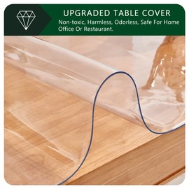 PVC Vinyl Protective Desktop Liners Clear Plastic Table Protector 1.5mm Thick Wipeable Tablecloth Waterproof Long Wedding Buffet Tabletop Protection Desk Top Blotter Under Grill Mat Pad 42x90 Inch