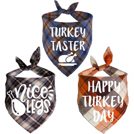 STMK 3 Pack Thanksgiving Day Dog Bandanas, Holiday Fall Thanksgiving Dog Bandanas Scarf for Small Medium Large Dogs (Small)