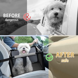 PetsHome Dog Car Seat Foldable Dog Car Booster Seat Waterproof Breathable Oxford Travel Bag for Small to Medium Dogs, Puppies, and Pets-Pure Grey-Upgrade