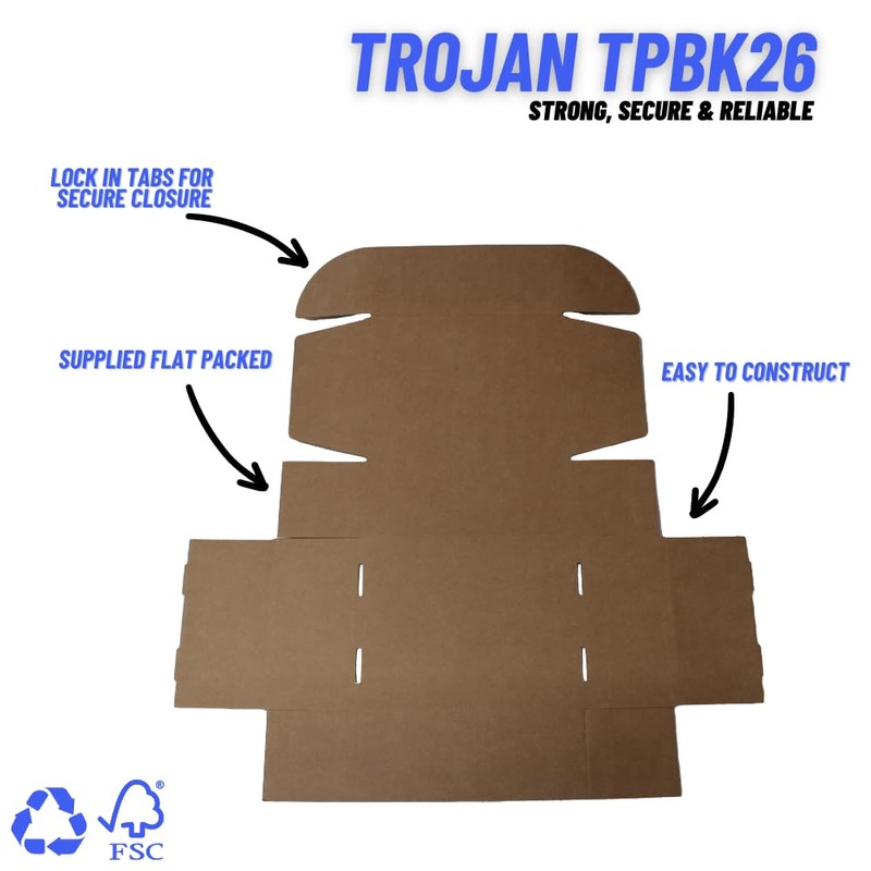 Trojan Brown Kraft Small Parcel PIP Postal Box TPBK26-250x200x100mm (10x8x4")