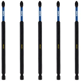 5 x Rennie Tools 150mm Long PH2 Impact Screwdriver Driver Bits Set. Magnetic Phillips No.2 Heavy Duty Impact Driver Bit Set. Extra Long PH2 Bits. Hex Shank. Cross Head. Black Oxide Coating