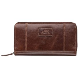 Mancini Casablanca Full Grain Leather RFID Secure Clutch Wallet, Brown