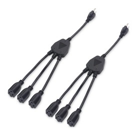 Cable Matters 2-Pack 3 Outlet Power Splitter Cord 1.5 ft, ETL Listed NEMA 5-15P to NEMA 5-15R Y Power Cord Splitter, 16 AWG Outlet Saver, 3 Way Extension Cord Splitter, 1.5 Feet