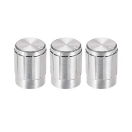 uxcell 3pcs Potentiometer Knob Cover Cap Silver Tone Aluminum 6mm Shaft Dia. Rotary Knob 13mm Dia. X 17mm Height Volume Control Knob