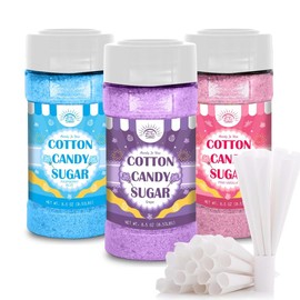 Cotton Candy Floss Sugar Package of ct-(Pink Vanilla, Blue Raspberry & Grape)-8.5oz Each Flavor W/ 50 Paper Cones