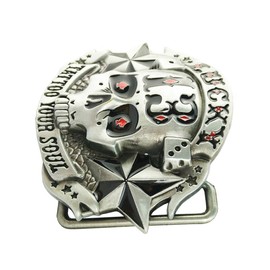 Belt Buckle, Western Cowboy Skull Head Belt Buckle, Lucky Metal Men's Belt Buckle, Goth star ghost head Buckle,Silver, 3.1inch*2.5inch, 2.33Oz