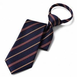 Michi Kolondon One-Touch Necktie, Brand, Present, Gift, Stylish, Silk, Zipper Tie, No Tie, Easy to Wear, MKZ-23-A Navy