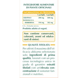 Dr Giorgini CRESPINO INDIANO Estratto Titolato al 97% in BERBERINA pastiglie - 30 g (INTEGRATORE DI BERBERINA - 582 mg di berberina in 3 pastiglie)