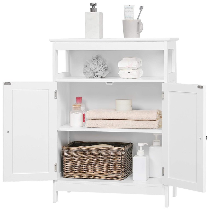 Yaheetech Bathroom Floor Storage Cabinet, Wooden Free Standing Storage Organizer