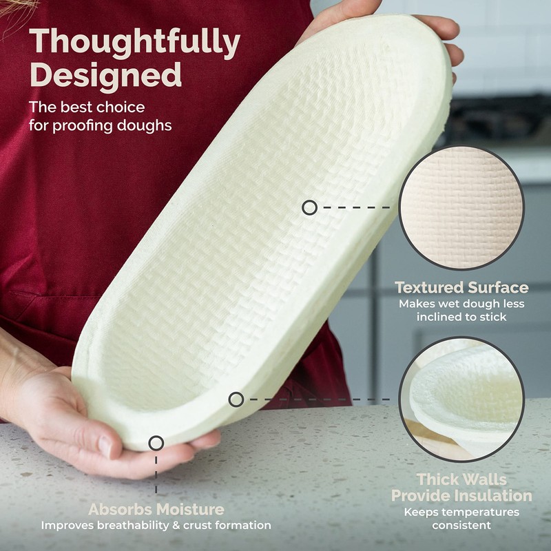 Bulka Large Oval 1kg Waffle Banneton Bread Proofing Basket Pressed