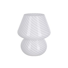 Catalina Lighting 8" Glass Mushroom Lamp, White Stripe, Glossy Finish