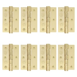 EAI Brass Door Hinges | 3 Inch / 76mm Polished Brass Internal Fire Door Hinges | 4 Pairs