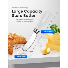 AISBUGUR 4 Pack Butter Knife Butter Spreader Knife, Stainless Steel Butter Knife with White Porcelain Handle, Cheese Butter Spreader Knives for Kitchen