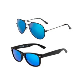 UrbanSky Men's Sunglasses 2 Pack Classic Models, Tiberius X Challenger - Weightlessness