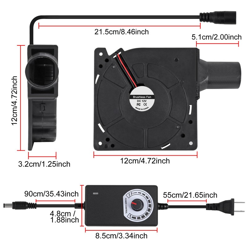 AITIAO 120mm x 32mm Electric BBQ Blower Fan 12V with