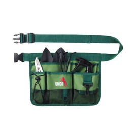 UNCO- Adjustable Gardening Belt, Green, 7 Pockets, Wear, Cut and Water Resistant, Garden Tool Belt Pouch, Waist Apron with Pockets