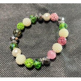 AKA Bracelet AkA Sorority Gifts for Women Sorority Bracelet Pink and Green Bracelet Charm Crystal Bracelet Jewelry Gifts