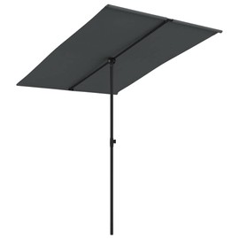 vidaXL Rectangular Outdoor Parasol with Aluminum Pole - Anthracite Fabric Garden/Patio/Deck Umbrella, 6.6'x4.9', UV Protection, 360-Degree Rotation, Height Adjustable