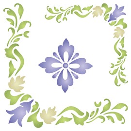Accent Corners Stencil, 6.5 x 6.5 inch - Classic Flower Corner Design