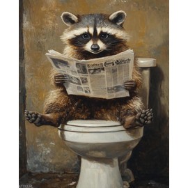 XTXGERL Raccoon Goes to The Toilet Paint by Numbers Kit for Adults, Modern Aesthetic Paint by Number on Canvas, Abstract Art Digital Oil Painting Kits Suitable for Home Wall Decoration Gift 16" x 20"