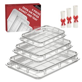 Air Fryer Basket for Oven, 3 Set Oven Air Fryer Basket and Tray Set with 90 PCS Parchment Papers, THORSES Thickened NonStick Stainless Steel Air Fryer Pan and Crisper Tray-Extra Large & Large & Medium