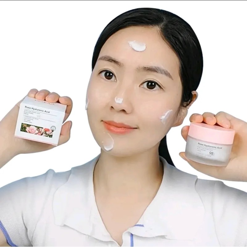 Crema Facial Bioaqua Hidratante Rosa Ácido Hialurónico Mixta Día/noche