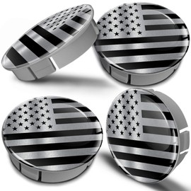 Biomar Labs® 4 x 60mm 3D Universal Wheel Hub Centre Caps USA United States American Star National Flag Silver Black Center Rims CS 18