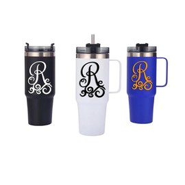 Letter R Monogram Vinyl Decal Sticker for Cars, Laptops, Phones, Helmets, Cups, Tumblers (White, 2.9" x 4")