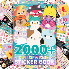 Original Squishmallows 2000+ One of a Kind Sticker Book, 43 Sticker Sheets, Kawaii Squishmallows Stickers for Water Bottle, Notebooks, Party Favor Bags, Cute Stickers & Sticker Books for Kids Ages 4-8