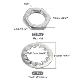 MECCANIXITY Lamp Pipe Kit with Lock Nuts Teeth Washers 1/8IP Thread Fasteners Assortment for Chandelier Ceiling Light Repair Assembly DIY Hardware, Pack of 84