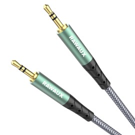 RAWAUX Aux Cable 3.5 mm Audio Cable, Jack Cable 3.5 mm Jack to 3.5 mm Jack Stereo Jack Cable for Headphones, Car Radios, MP3 Players, Smartphones, Laptops, Tablets, Home Radios (Green) (1 m)