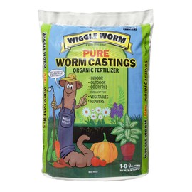 Wiggle Worm 100% Pure Organic Worm Castings Fertilizer, 30-Pounds - Improves Soil Fertility and Aeration for Houseplants, Vegetables, Gardens, and More – OMRI-Listed and Mineral-Dense