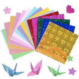 Origami Origami (5.9 inches (15 cm), 15 Colors, 100 Sheets, Glitter Paper, Aurora Color, Foil Origami, Square, Thousand Cranes, Craft Paper DIY