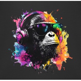 Shirtracer - Baby Bib - DJ Monkey Cool Monkey Gift Festival I Cool Music Gifts Gaming I DJ Gift Monkey, 3 Black