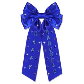 Hanukkah Hair Bows for Women Jewish Star of David Hair Bow Clips Jeweled Menorah Hair Ribbons Barrettes Blue Bows Hanukkah Jewish Outfits Accessories Holiday Gifts (Pattern E)