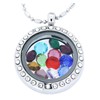 Medium Round Crystal Necklace Floating Charm Locket with Bamboo Chain