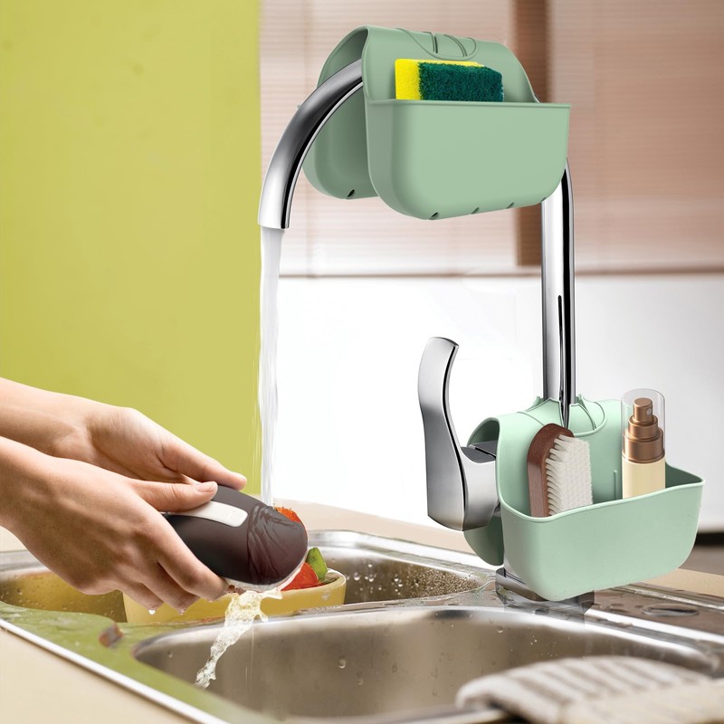 VPASION Sponge Holder for Kitchen Sink, Silicone Sink Saddle Caddy