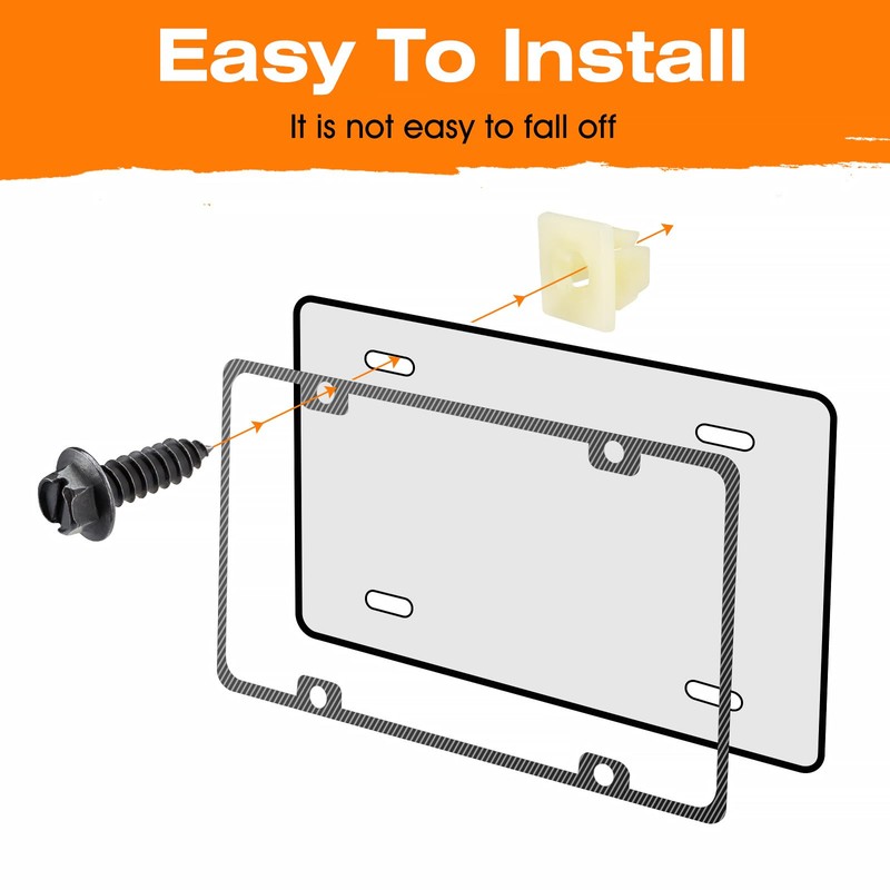 HZJD License Plate Screws, Nylon Retaining Nuts, Black(4PCS)