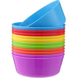 12 Pcs Kids Plastic Bowls 10 oz Cereal Snack Microwave Dishwasher Safe Toddler Bowls Kids Colorful Snack Children Salad Dessert Soup Supplies (6 Color)