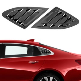 Flixon 2PCS Window Louvers Racing Style Compatible with Malibu 2016 2017 2018 2019 2020 2021 2022 2023 2024 Exterior Rear Side Window Louvers Air Vent Scoop Shades Cover Blinds (Glossy Black)