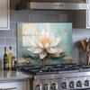 Evgosm Tempered Glass Backsplash for Kitchen， Stove Splashback, Flowers Glass