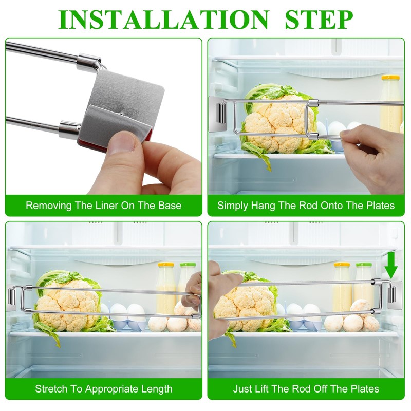 Yaocom 4 Pcs Rv Refrigerator Bars 12.44"-22.63" Adjustable Stainless Steel
