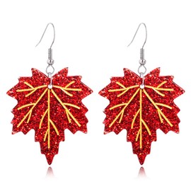 Thanksgiving Earrings for Women Fall Pumpkin Maple Leaf Turkey Dangle Earrings Thanksgiving Fall Themes Drop Earrings (E Style)