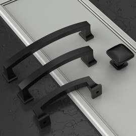 Amerdeco 10 Pack Matte Black 4Inch(102mm) Hole Centers Kitchen Cabinet Pulls Cabinet Hardware Kitchen Handles for Cabinets Cupboard Handles Drawer Pulls ZH0009MB