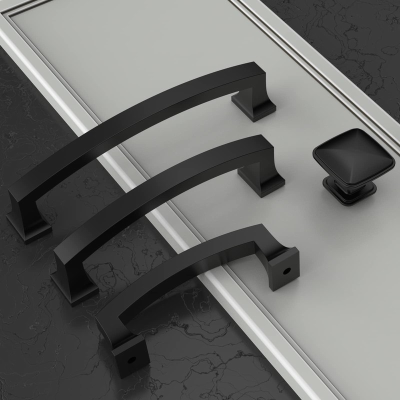 Amerdeco 10 Pack Matte Black 4Inch(102mm) Hole Centers Kitchen Cabinet
